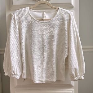 Anthropologie White Puff Sleeve Blouse